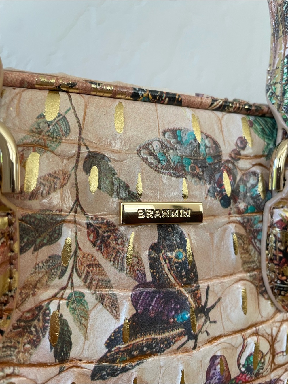 Brahmin Mara Mini Satchel Hill Garden Embossed Leather Butterfly Crossbody - Picture 8 of 15
